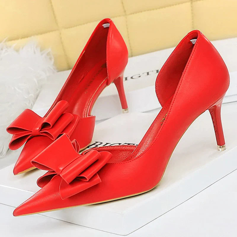 Shoes Bow-knot Woman Pumps Stiletto 10.5 Cm Women Basic Pump Pointed Toe Classic Pumps Sexy High Heels Women Shoes 2026