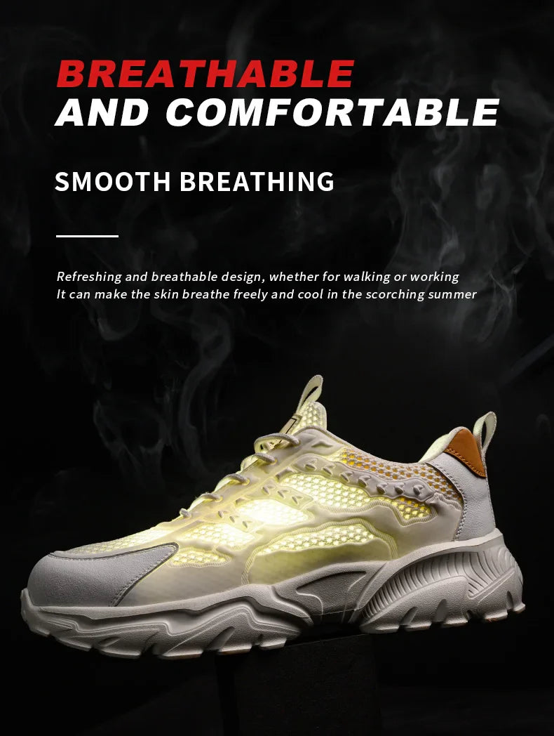 Summer Work Shoes with protection breathable Lightweight ShoesSteel Toe Shoes Men  Anti-smashing Industrial Safety Shoes
