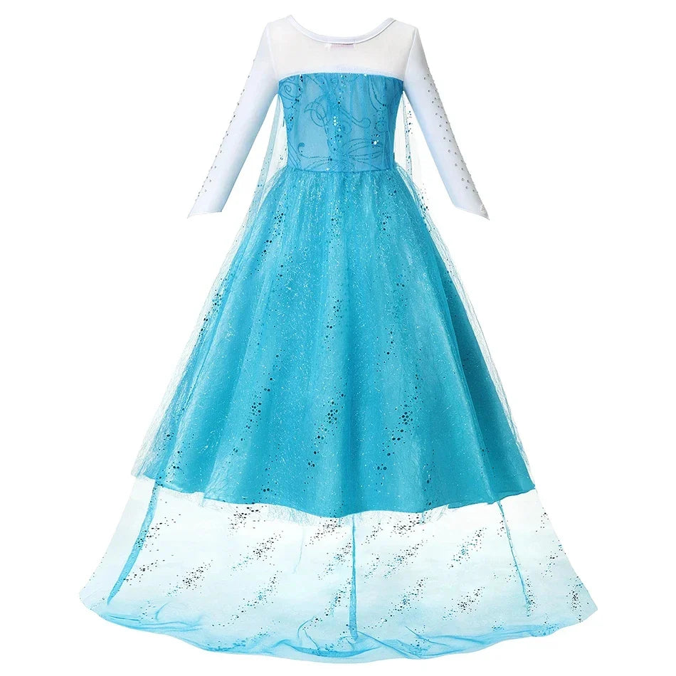 Elsa Rainha da Neve Princesa Meninas Vestido LED Roupa de Carnaval de Halloween Festa Crianças Cosplay Fantasia Infantil