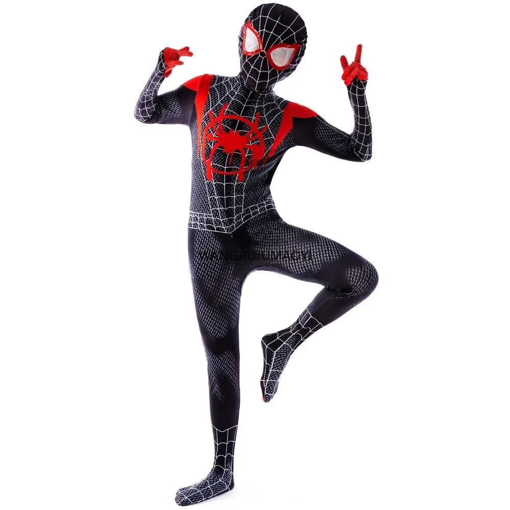 Anime Superhero  Costume Miles Morales Cosplay Zentai Bodysuit  Halloween Costumes Kids Superhero Costumes Movie Characters