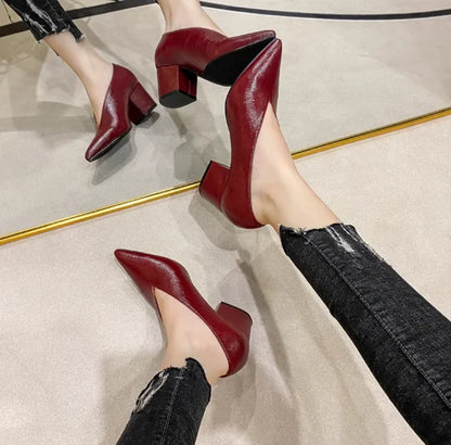 Sexy Autumn New Designer Vintage Evening Shoes Ladies Fashion Pointed Toe V Cut Woman Shoes High Heel Pumps Sexy C323