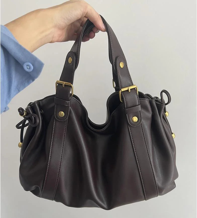 2025 Sac à main à bandoulière Simple pour femmes, sac Boston élégant et polyvalent, sac de travail intérieur en Polyester doux