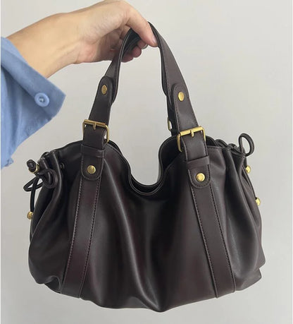 2025 Sac à main à bandoulière Simple pour femmes, sac Boston élégant et polyvalent, sac de travail intérieur en Polyester doux