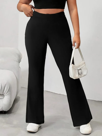 Women's plus-size pleated design flared pants