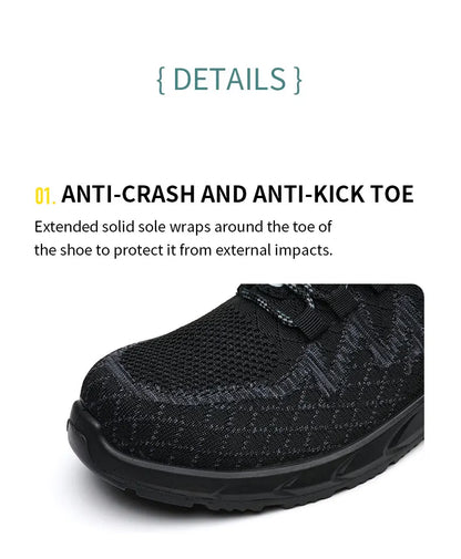 Lightweight Safety Shoes Men Steel Toe Sneakers Puncture Proof Breathable Work Safety Boots Man Comfy Construction Work Shoes