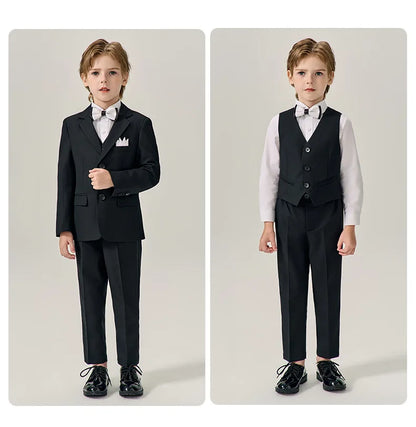 Prince Kids Green Jakcet Vest Pants Bowtie Piano Party Dress Boys Wedding Ceremony Photograph Suit Children Performance Costume