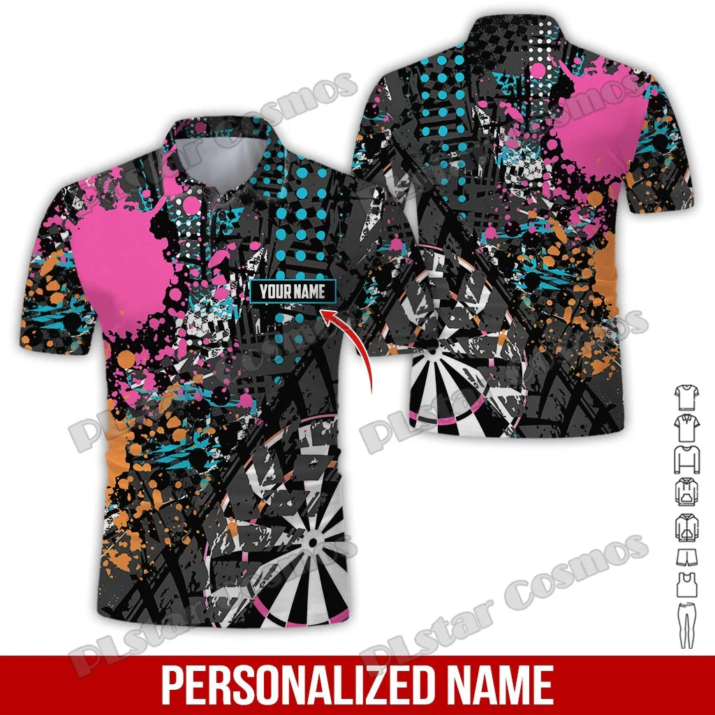 PLstar Cosmos Darts Team Custom Name 3D All Over Printed Premium Men's Polo Shirt Summer Street Casual Short sleeve shirt WK62