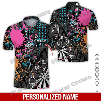 PLstar Cosmos Darts Team Custom Name 3D All Over Printed Premium Men's Polo Shirt Summer Street Casual Short sleeve shirt WK62