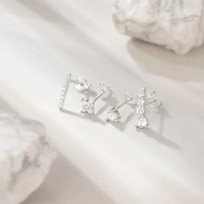 925 Sterling Silver 3pcs 4pcs Set Zircon Stud Earrings 18k Gold Star Minimalism Huggies Earring Fine Jewelly Set Party Gift