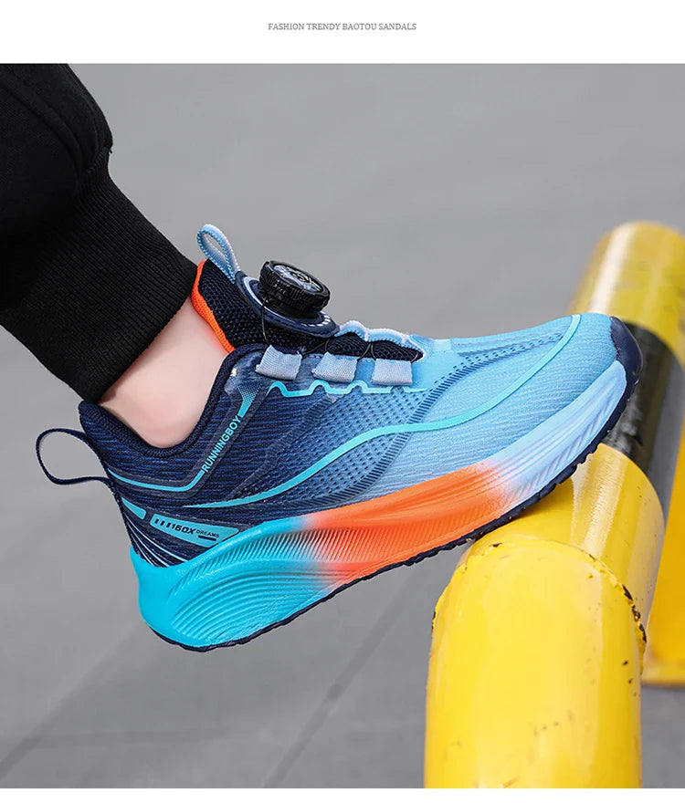 Outdoor Lace-up Boys Girls Knit Jogging Shoes Gym Sneakers Children‘s Basketball Shoes Non-slip Breathable Sports Training Shoes