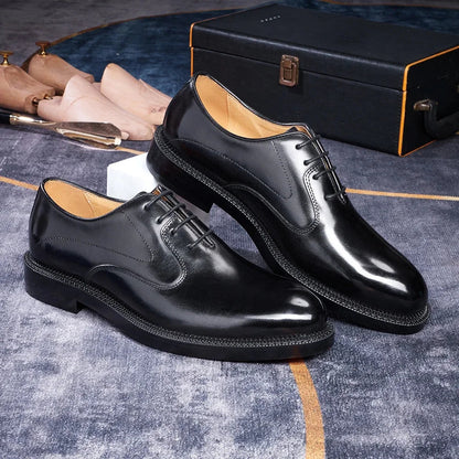 Fashion brand smooth Oxford shoes business formal leather shoes men's 2025 winter high heels wedding pointed office shoes