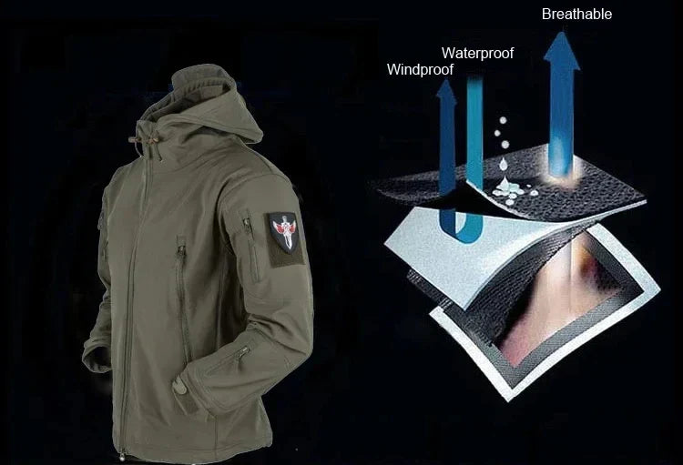 Winter Autumn Fleece Men Jacket Tactical Waterproof Suit Outdoor Fishing Hiking Camping Tracksuits Coat Thermal Suit