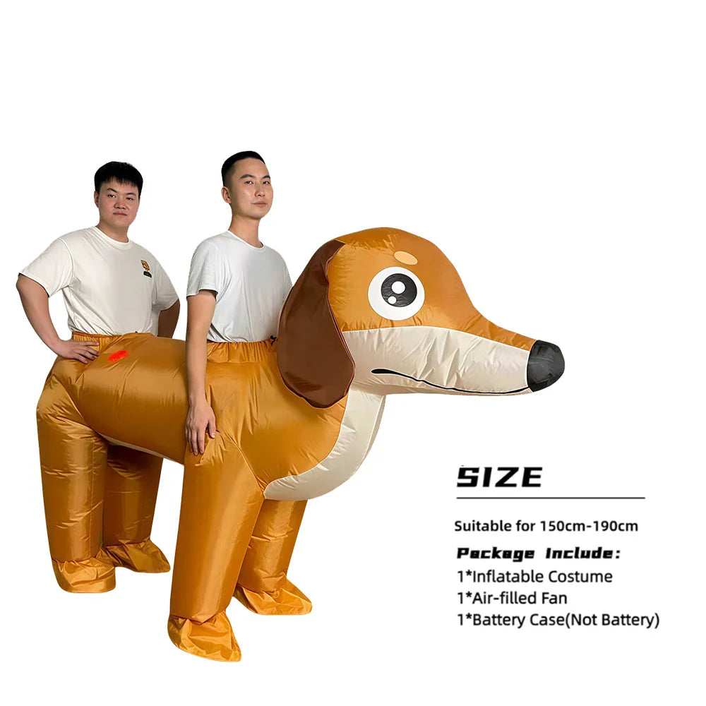 Adult Inflatable Couples Dog Riding Cosplay Costumes Halloween Funny Suit Performance Festival Props