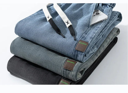 Autumn New Wide Leg Washing Jean Pants Men Trousers Neutral Solid Color Loose Casual Straight Outdoor Fashion Pants Big Size 8xl