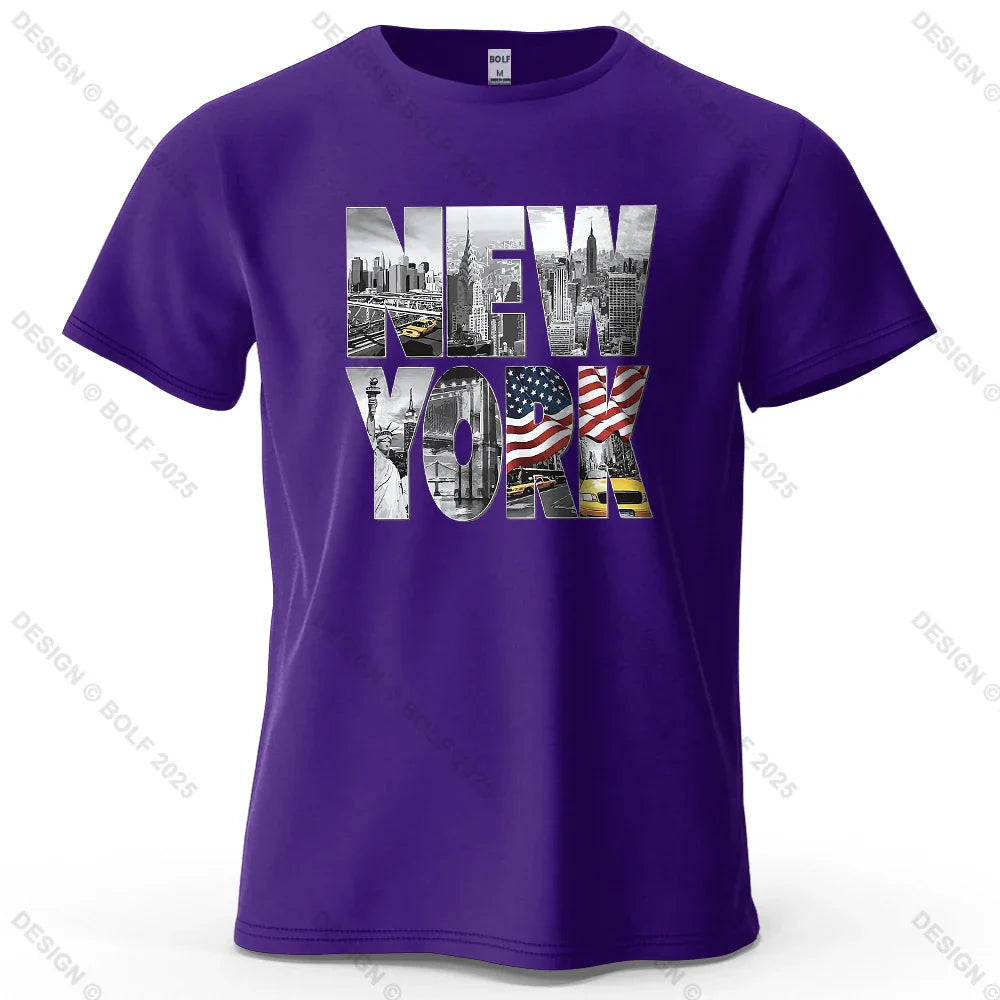 New York City Printed Men's T-Shirt 100% Cotton Oversized City Graphic Tees for Women Tops Tees Casual Streetwear