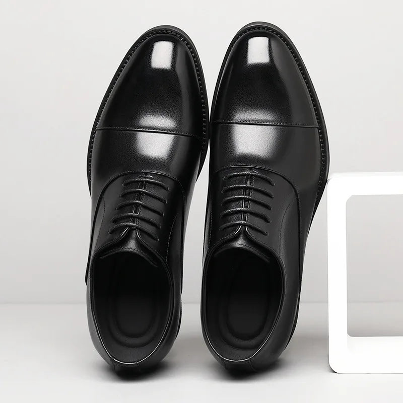 2026 Height Increase 8cm Leather Shoes Men Business Leather Wedding Shoes Men