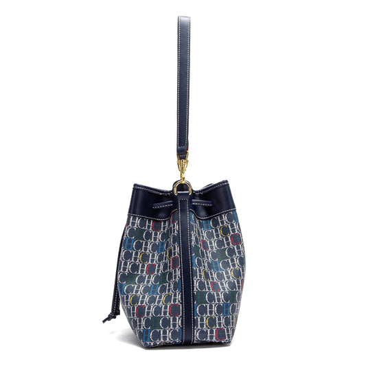 Women's Bucket Bag Spring New Wine Red Drawstring Bag Dual purpose Shoulder Strap Commuter Wallet