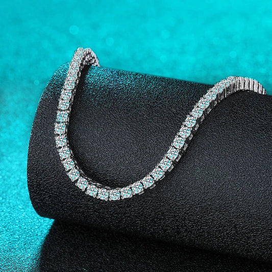 2.5-6.5mm Full Moissanite Tennis Necklace for Women Sparkling Diamond Pendant 925 Sterling Silver Fine Jewelry Gift GRA