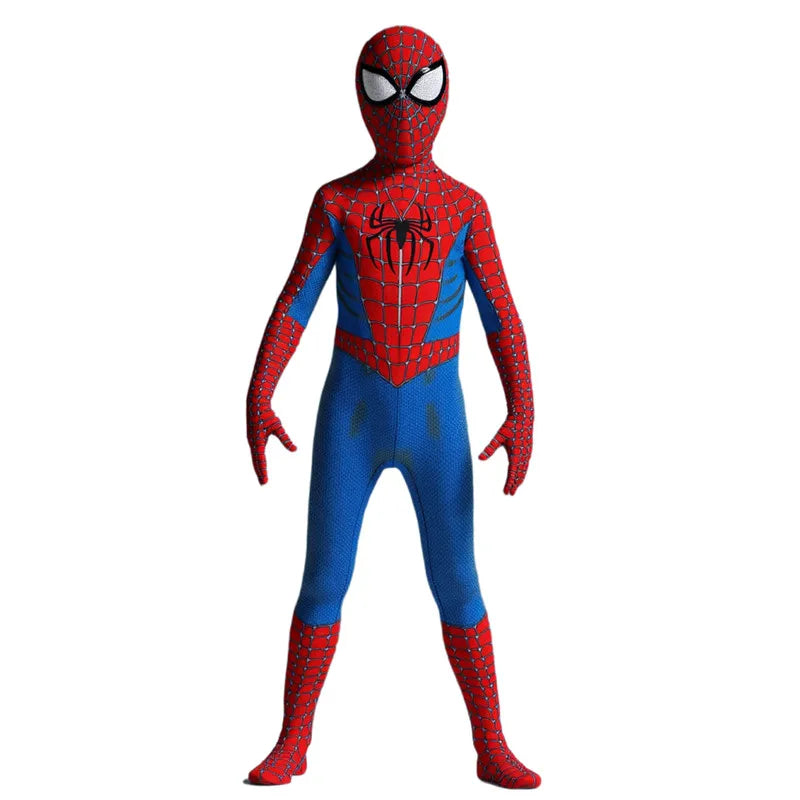 High Quality Kids Superhero Costume Spider Man Jumpsuit with Web Shooter Halloween Performance Outfit Holiday Gifts Boys Girls