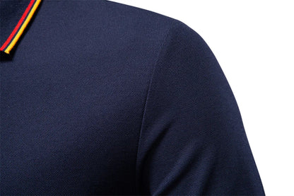 Men's Henley Neck Polo Shirt Cotton Solid Color Long Sleeve Autumn Winter Premium Luxury Mens Top