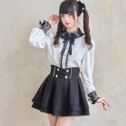Japanese Sweet Girls Tweed Short Skirt 2025 Spring New Original Mine Series Mass Production Bud Suit High Waist Y2k Lolita Skirt
