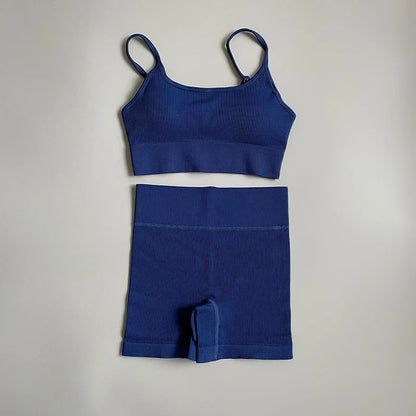 Seamless Yoga Set Gym Suits With Shorts Crop Top Sport Bra Women's Shorts 2 Pieces Set Running Workout Outfit Fitness Clothing