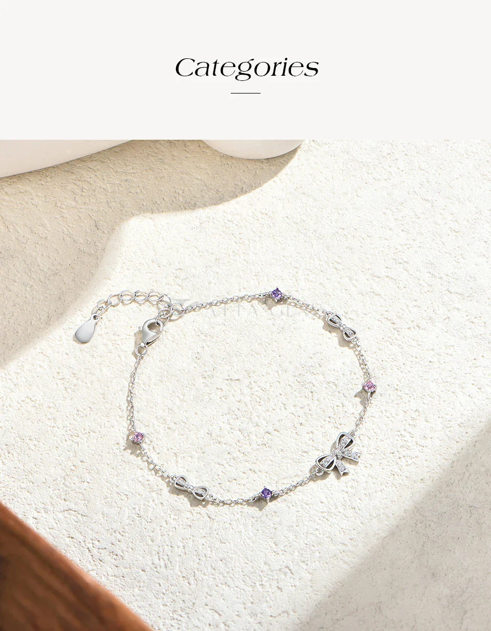 925 Sterling Silver Bow Moissanite Bracelet Sweet Original Design Colorful Pink Zircon Bracelets for Women Party Gifts