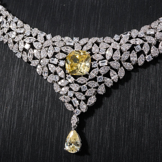 Women Necklace Sets Cubic Zirconia Bridal Jewelry DuBai Saudi Wedding Engagement Party Festival Jewel Accessory