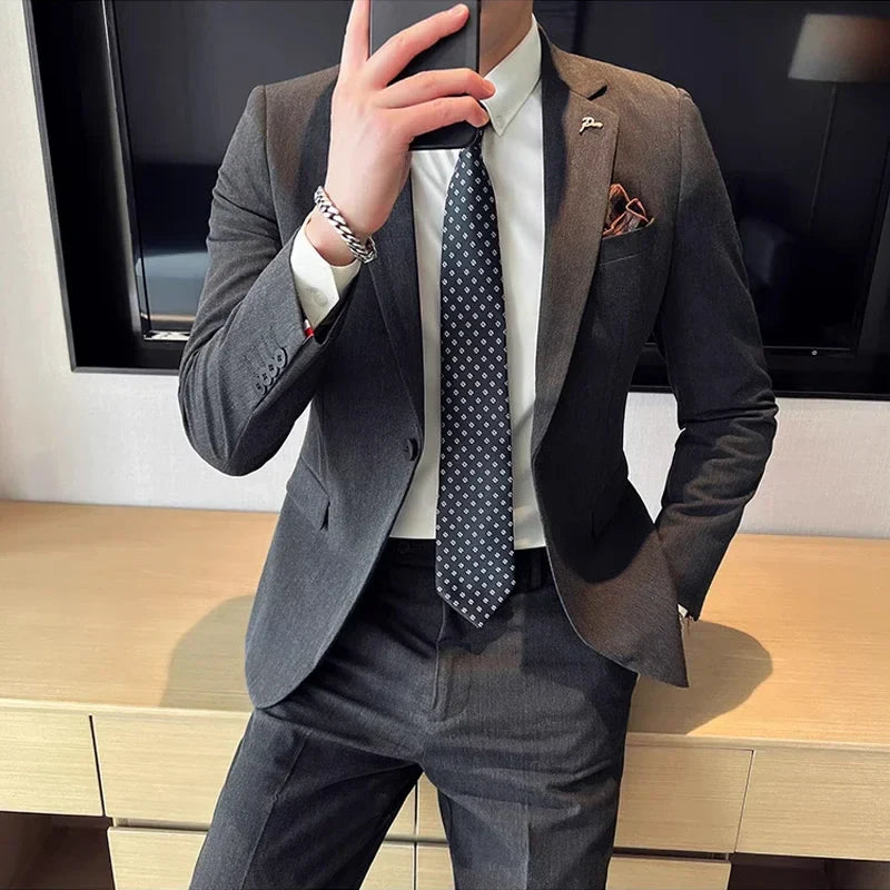 Terno Masculino Casual de Escritório Noivo Casamento Blazer Calça Social