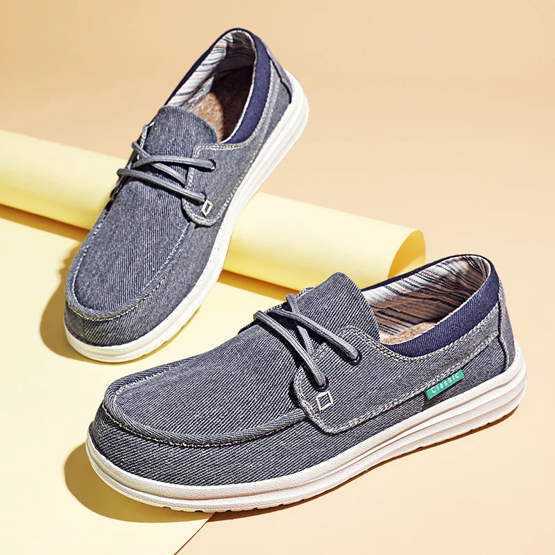 Men's Canvas Shoes Retro Loafers Lightweight Flats Leisure Footwear Male Summer Moccasin Men Casual Business Shoe