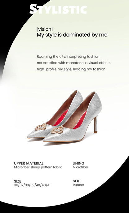 Heels Women's New High Quality Glitter Evening Shoes Women's Party Wedding Shoes 9cm