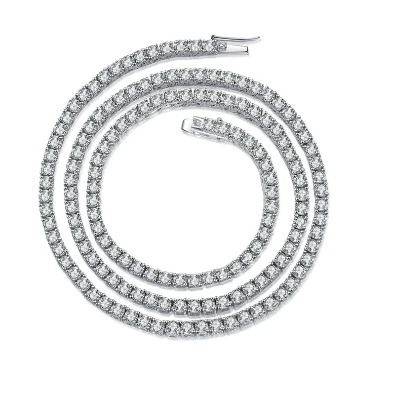2.5-6.5mm Full Moissanite Tennis Necklace for Women Sparkling Diamond Pendant 925 Sterling Silver Fine Jewelry Gift GRA