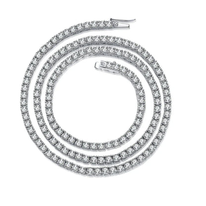 2.5-6.5mm Full Moissanite Tennis Necklace for Women Sparkling Diamond Pendant 925 Sterling Silver Fine Jewelry Gift GRA