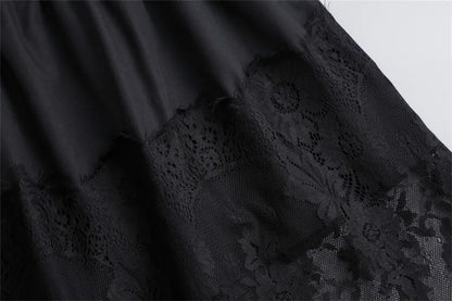 Women Lace Floral False Hem Layering Fake Top Lower Skirt Half Shirt Blouse Skirt Extenders Skirt Fake Hem