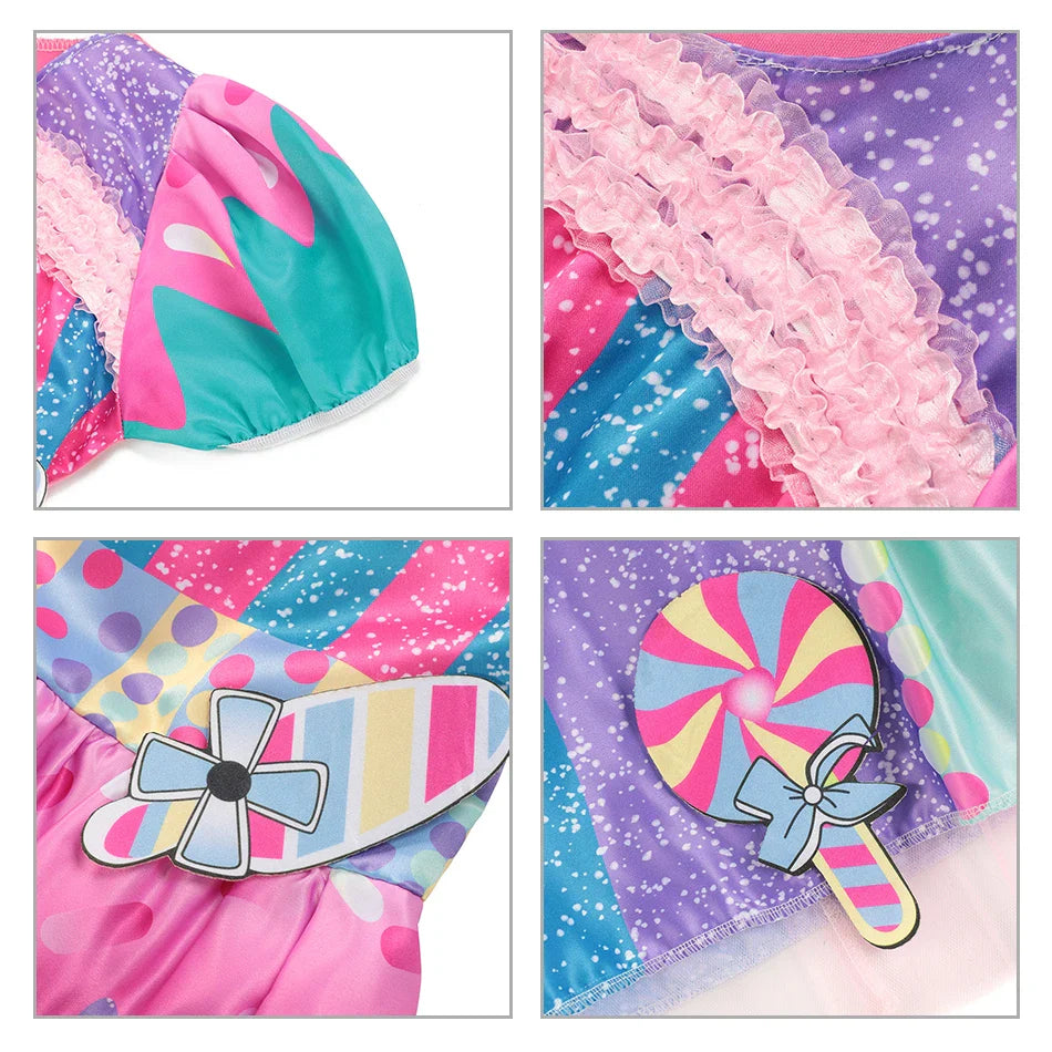 Purim 2026 Girls Disguise Candy Dress Children Colorful Dress Carnival Birthday Party Gift for Girls Lollipop Cosplay Costume