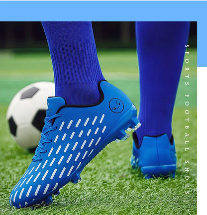 New Children Football Soccer Boots Soccer Shoes Kids Boy Girl Sneakers New Leather High Top Soccer Cleats Training Men