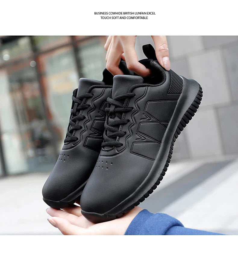 Causal Chef Shoes four Season new Lightweight Soft Sole Comfort Oil proof Men and Women's Chef Business Work Leather Shoe
