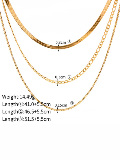 Simple Jewelry 18K Gold Plated Flat Snake Chain Layer Necklace Stainless Steel Snake Rope Chain Necklace Gift