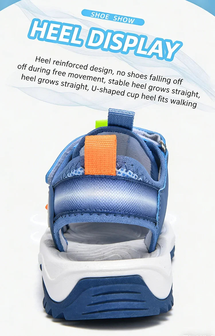 Summer Boys Closed-Toe Sandals Non-Slip Soft Sole Water Shoes for Beach Walking Outdoor Play Comfortable Kids Casual Sandals