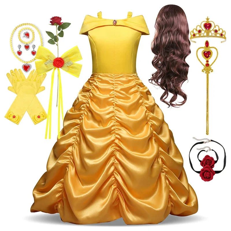 England Style Deluxe Princess Costume Carnival Apparel Birthday Party Carnival Beauty and The Beast Belle Cosplay Dress