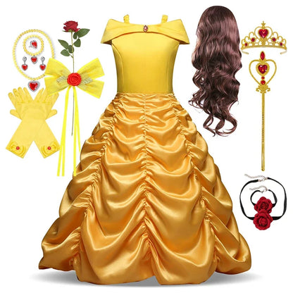 England Style Deluxe Princess Costume Carnival Apparel Birthday Party Carnival Beauty and The Beast Belle Cosplay Dress