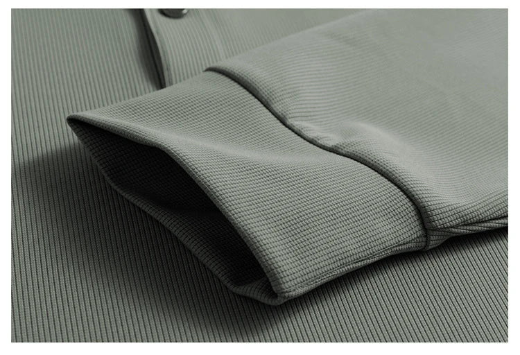 High End Brand Quality Men's Polo Shirt Autumn Exquisite Solid Color Letter Print Lapel Long Sleeve Business Classic Menswear