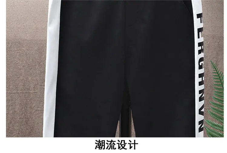 Spring Autumn Casual Men Sets Jacket + Pants Two Pieces Fashion Korean Trend Hooded Baseball Uniform Suit Man Outfit