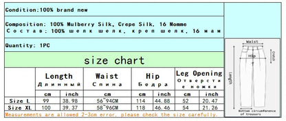 Women Pants 100% Mulberry Silk 16 momme Silk Loose Type Wide Leg Navy Jeans Printed Long Pants Trousers With Pockets L XL M1155
