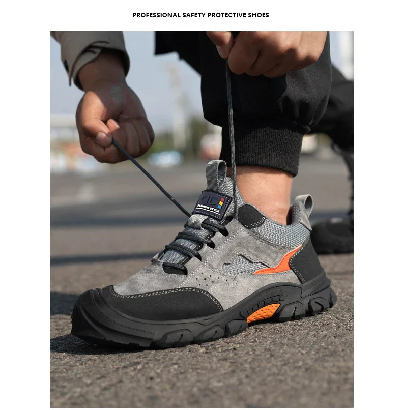 Men Safety Shoes Steel Toe Security Protection Work Boots Fashion Working Sneakers Anti-Smash Anti-puncture Indestructible Shoes