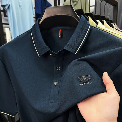 Light luxury brand men's short sleeve polo shirt summer new item high-end letter golf comfortable cotton casual business T-shirt
