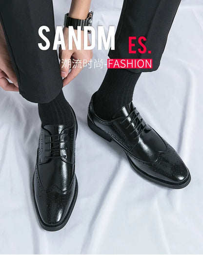 High Quality Height Increase Oxford Dress Shoes Men Genuine Cow Leather Suit Shoes Lift Brogues Wedding Formal Elevator Shoes