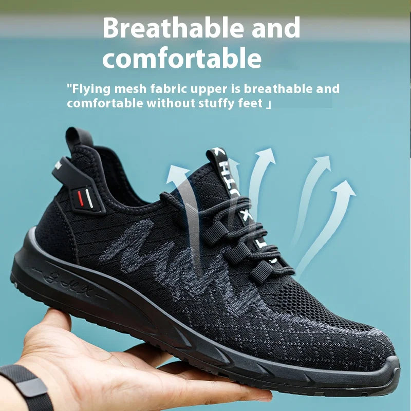 Light Breathable Sneaker Safety Shoes Steel Toe Shoes for Men Anti-slip Anti-impact Anti-puncture Outdoor Work Security Shoes