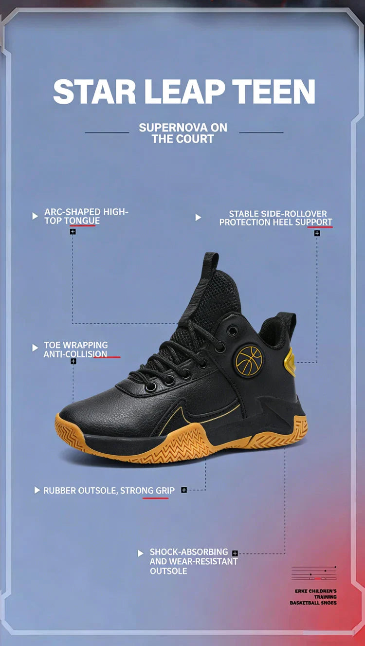 Children Basketball Shoes For Boys Girls Outdoor Trainning Non-slip Kid's Student Casual Running Sneaker Size 31-40