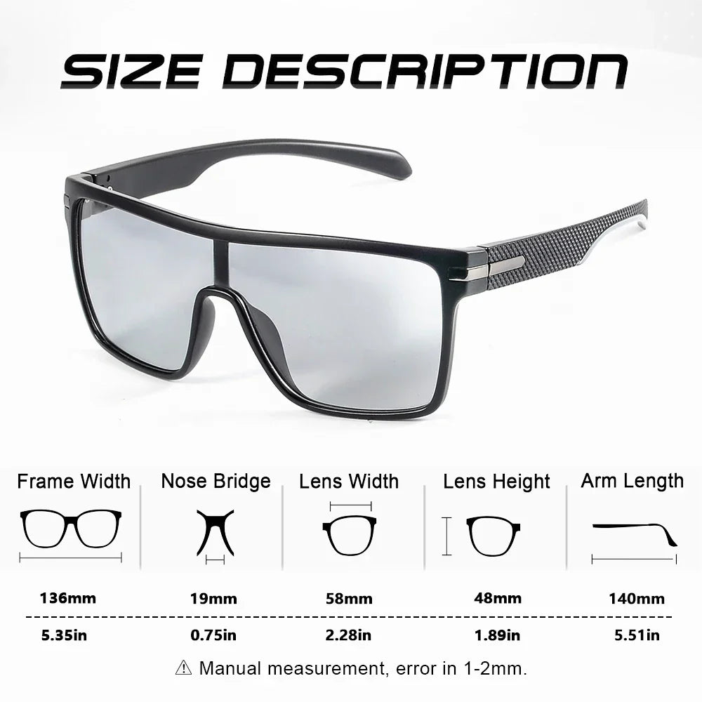 Fashion Photochromic Polarized Sunglasses Men Women Oversized Sun Glasses Male Night Vision Driving Goggles UV400